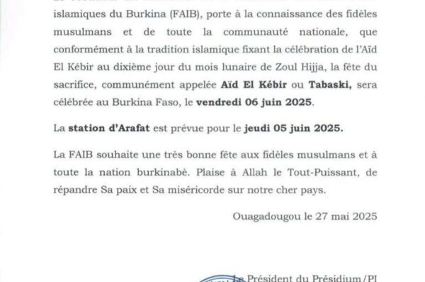 Communiqué de la FAIB